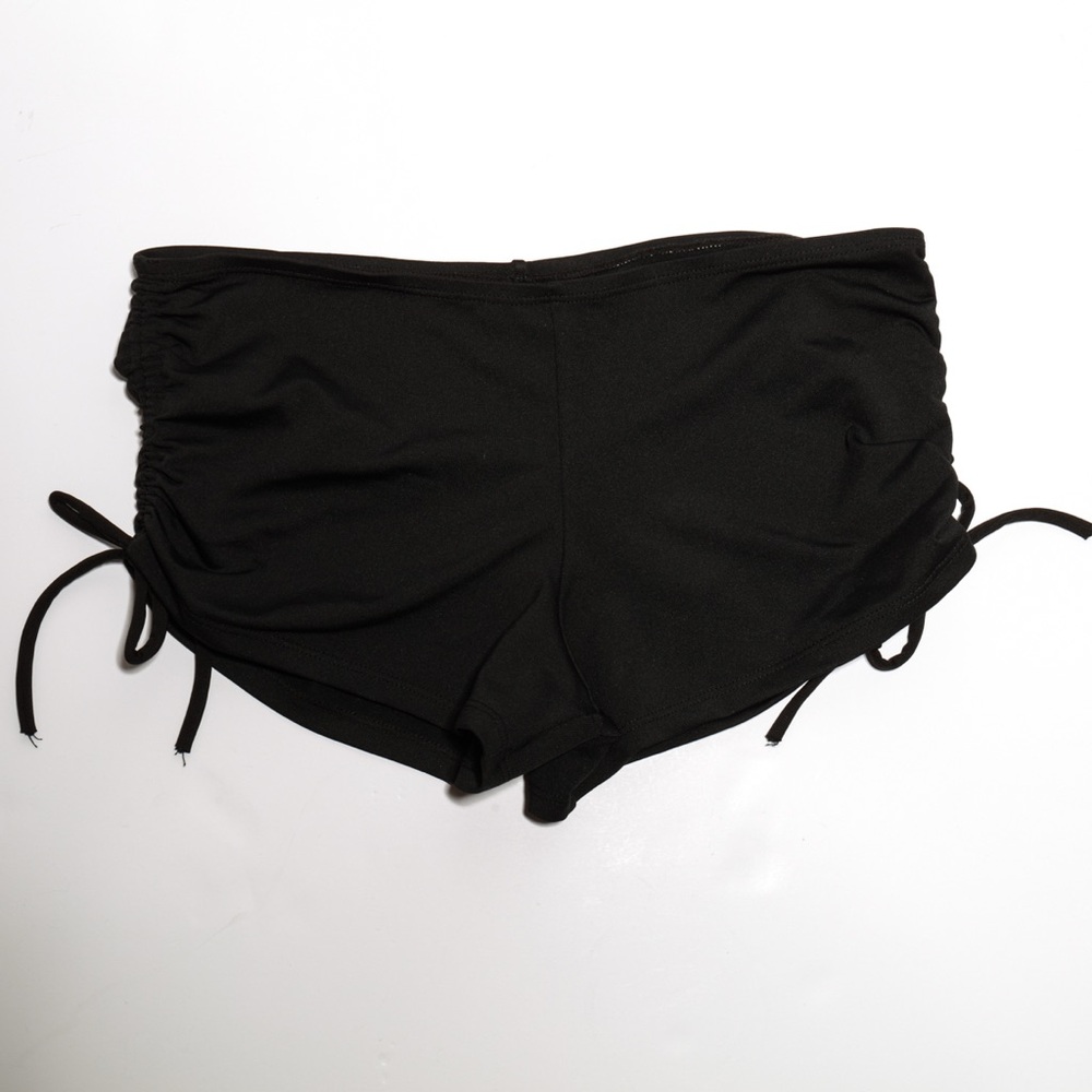 Spandex side drawstring short shorts black M